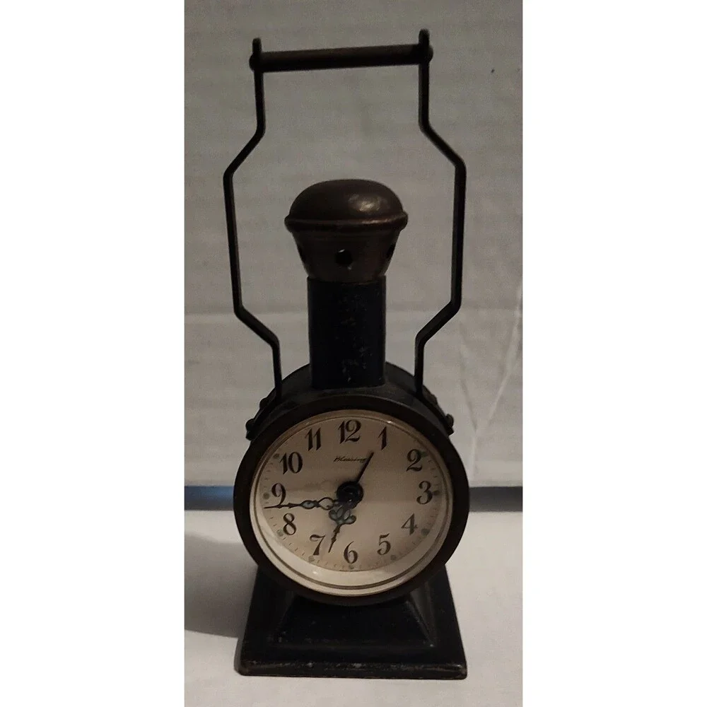 Vintage Blessing Wind Up Alarm Clock Train Locomotive Boiler Railroad W. Germany